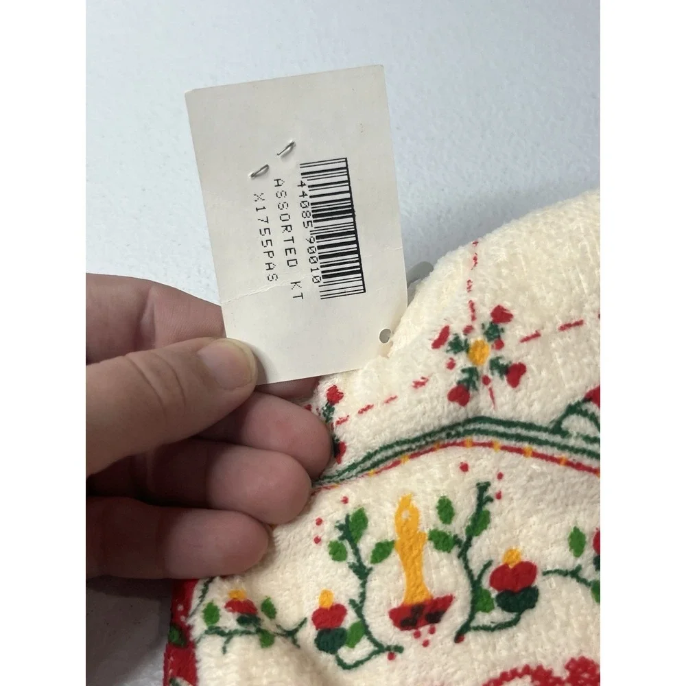 Vtg Christmas Holiday Kitchen Hand‎ Towel Seasons Greeting NOS MCM